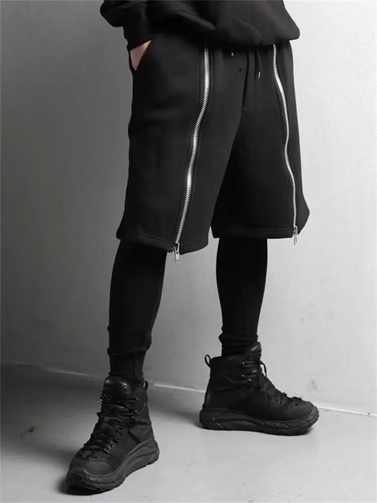 Men's Leggings Small Leg Pants False Two Spring And Autumn New Dark Hip Hop Zipper Layered Design Slim Pants