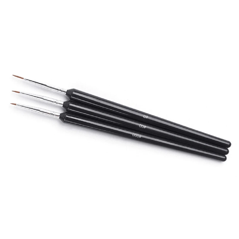 

3 Pcs Art Brushes Set For Nail Painting 3D Model Painting Artist Paint Long Lines Details Fine Designs Professional Striper