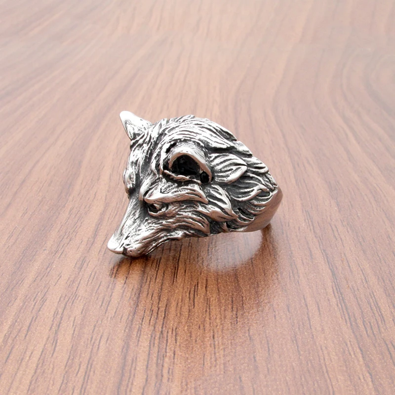 Men's Punk Silver Color Wolf Biker Ring, Fashion Statement