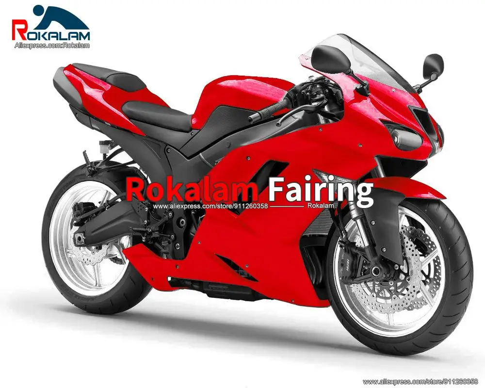 

Bodyworks For Kawasaki ZX6R 2007 2008 ZX-6R Ninja ZX636 07 08 Red Auotorbike Cowling (Injection Molding)