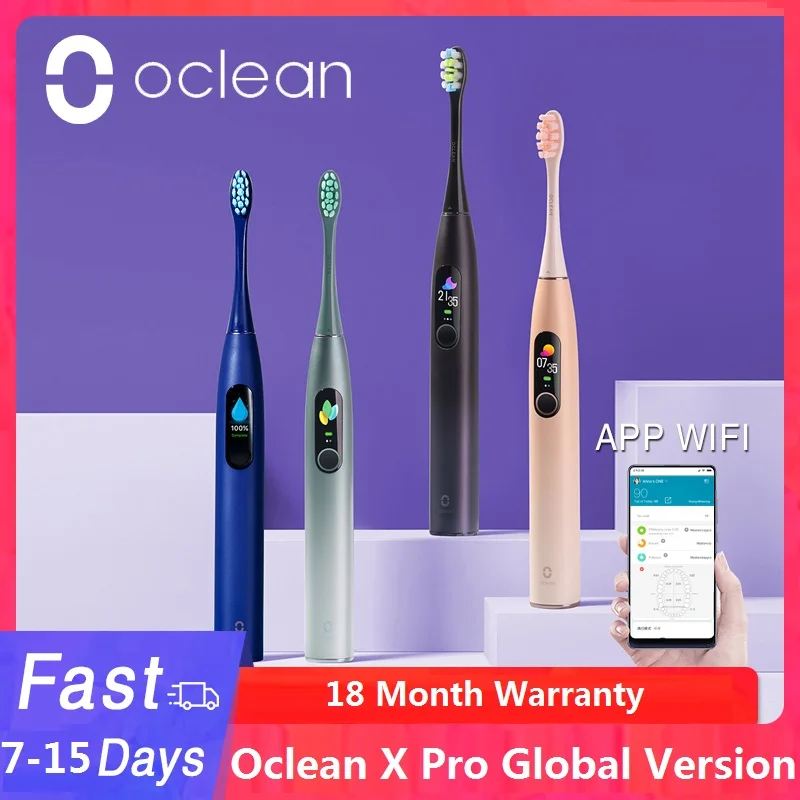 Oclean-cepillo de dientes eléctrico sónico X Pro, vibrador blanqueador de dientes, carga inalámbrica, 40 días, funciona con aplicación inteligente, control ultrasónico