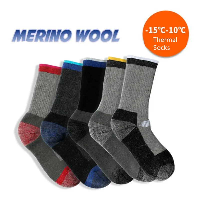 New Winter Men Women Merino Wool Thermal Ski Socks Warm Snowboard Hiking Sports Socks Outdoor Trekking Thermosocks