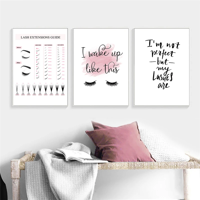 Lash Extensions Guide Poster Makeup Posters And Prints Eyelash Canvas Painting Quotes Wall Art Print Pictures Girls Room Decor