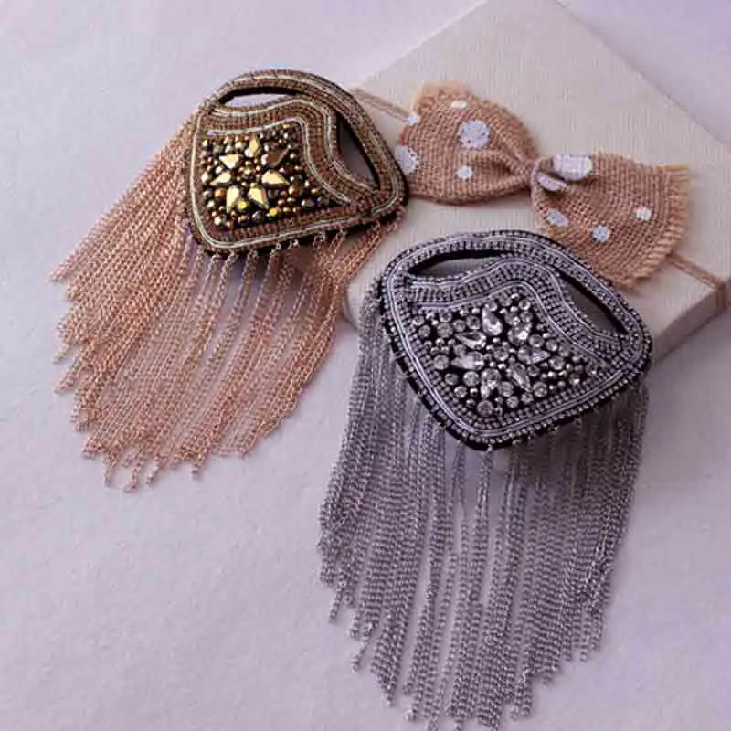 Suit Dress Shoulder Flower Jewelry Metal Diamond-Studded Costumes Tassel Epaulette Accessories Shoes Clothing Applique