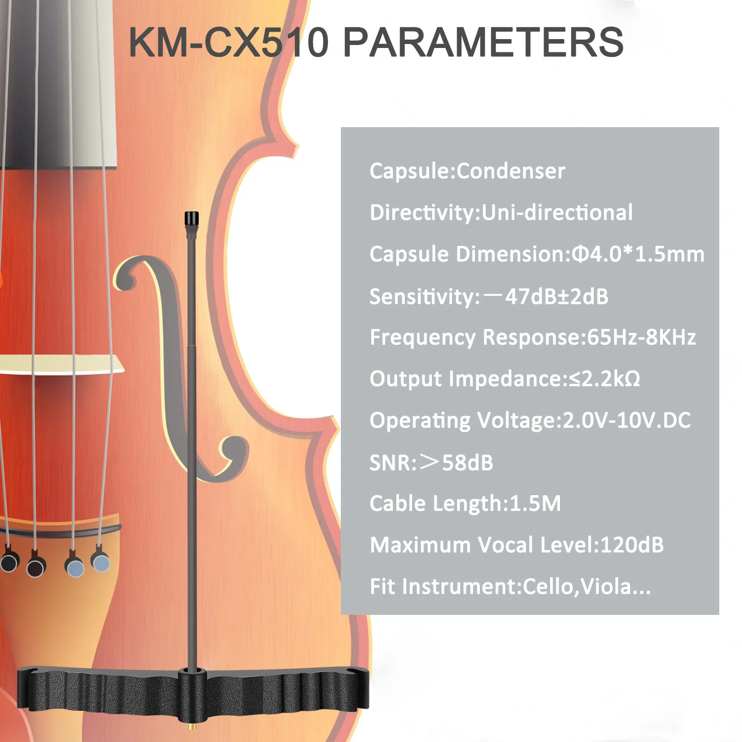 Imagem -03 - Kimafun Mini Microfone Condensador Leve Instrumento Musical Microfone Profissional para Reprodução de Baixo