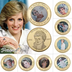 10pcs Diana Princess of Wales Gold Plated Coins Collectibles with Coin Holder Challenge Coin Souvenir Gift Set