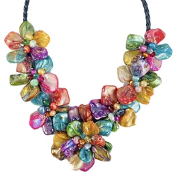 Shell flower necklace multicolor 18inch nature handmade wholesale FPPJ