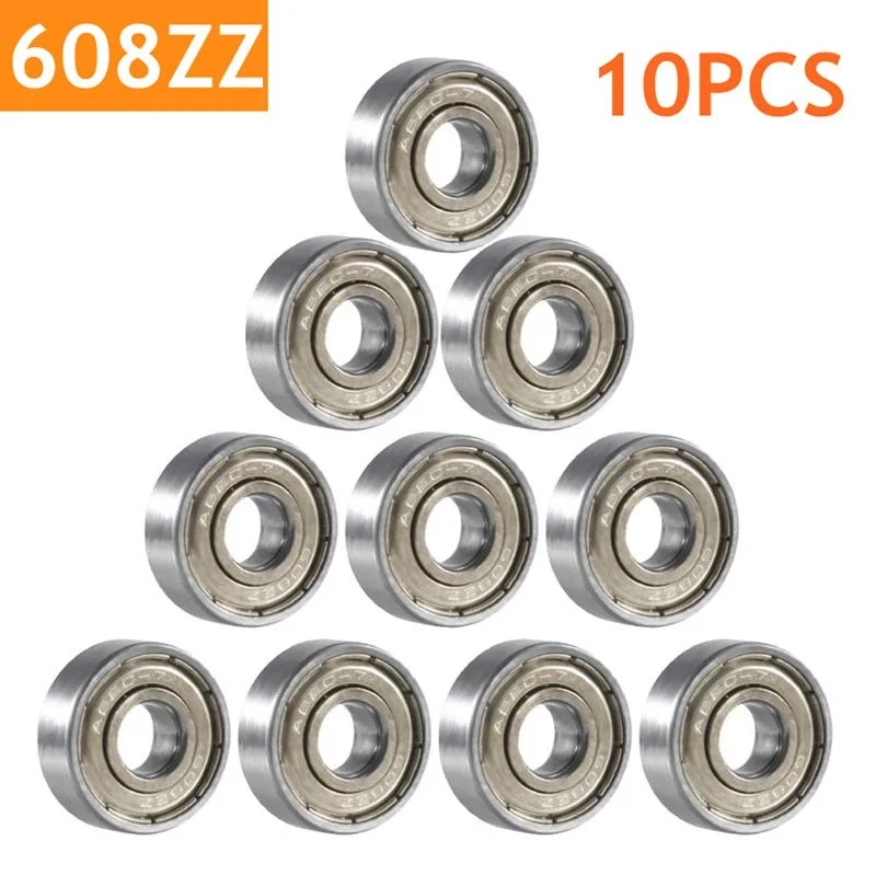 

Aokin 10pcs Metal 608ZZ Deep Groove Skateboard Ball Bearings for Skateboard Bearings 3D Printer RepRap Wheel Inline Skates