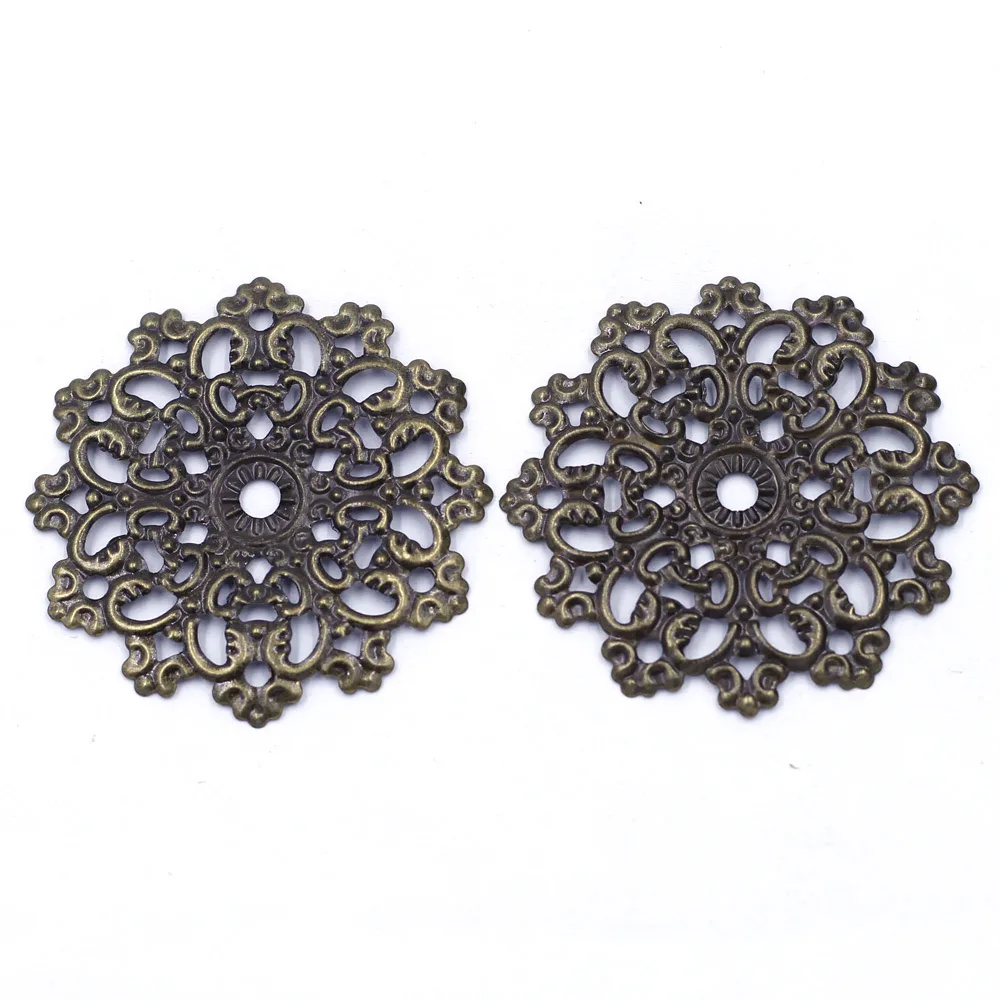 10Pcs Pendants Wraps Metal Crafts Connectors Rose Flower Filigree Flower For Embellishments Scrapbooking Jewelry DIY Accessories