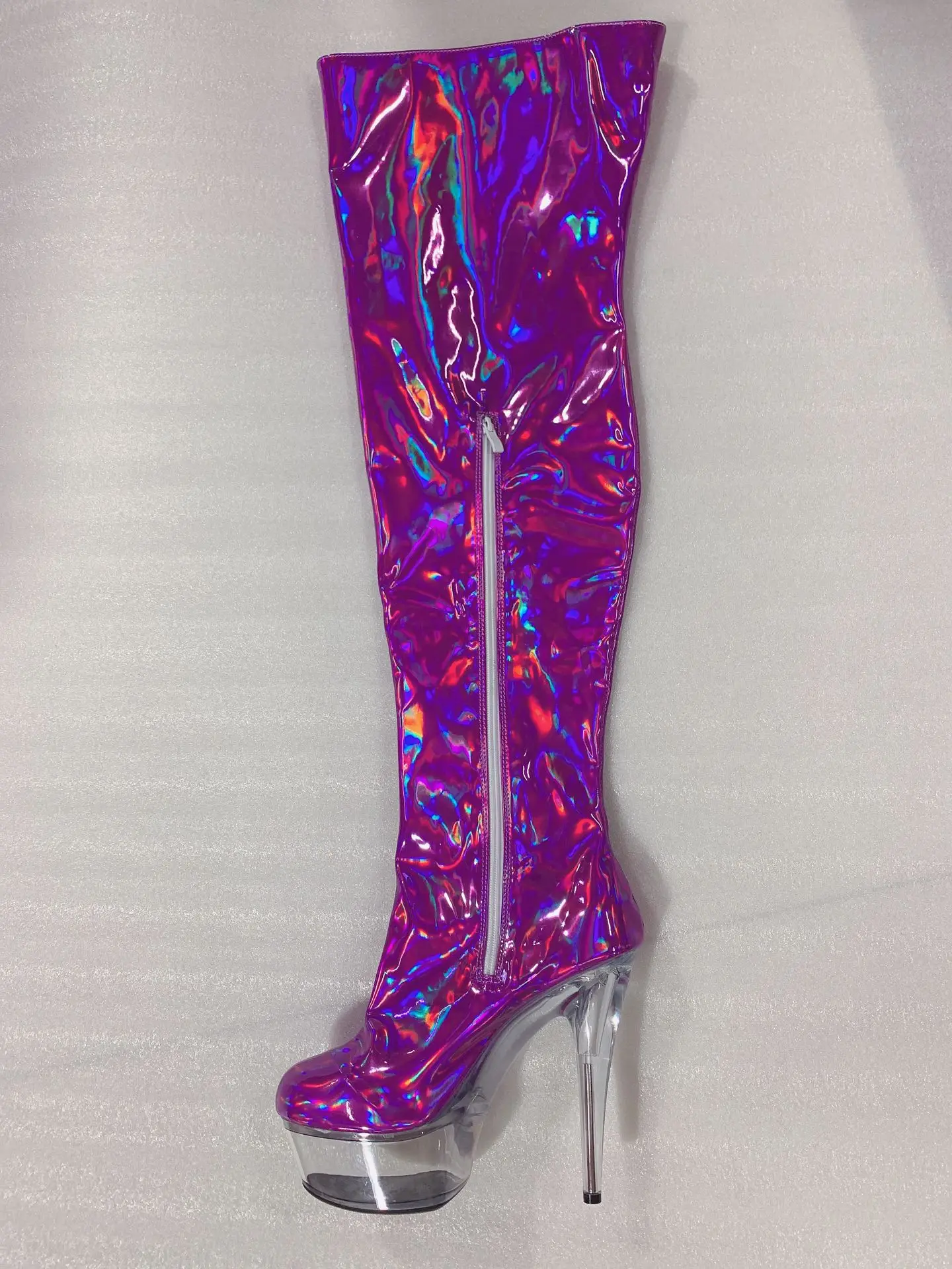 15-17-20cm over-the-knee boots, color-changing materials, zipper openings for dancers fashion sexy runway shoes to thigh boots