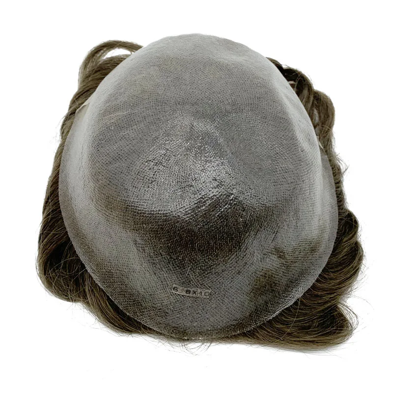 Super Thin Skin Men Toupee Strong Knot Hair Replacement Undetectable Front Hair Line Fast Shipping