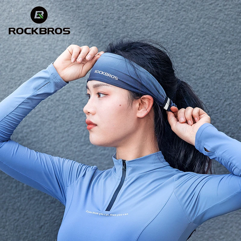 ROCKBROS Cycling Sweatband For Men Women Yoga Hair Bands Head Breathable Non-slip Headwrap Safety Band Running Accessories