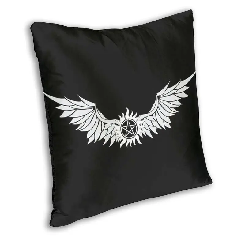 Custom Supernatural Lucifer Wings Logo Pillow Cover Home Decorative 3D Double Side Print TV Show Cushion Cover for Living Room