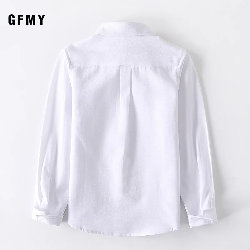 Gfmy 2020 Nieuwe Lente Herfst Oxford Textiel Volledige Mouw Effen Kleur Blauw Jongens Wit Shirt 3T-14T kid Casual School Kleding 801