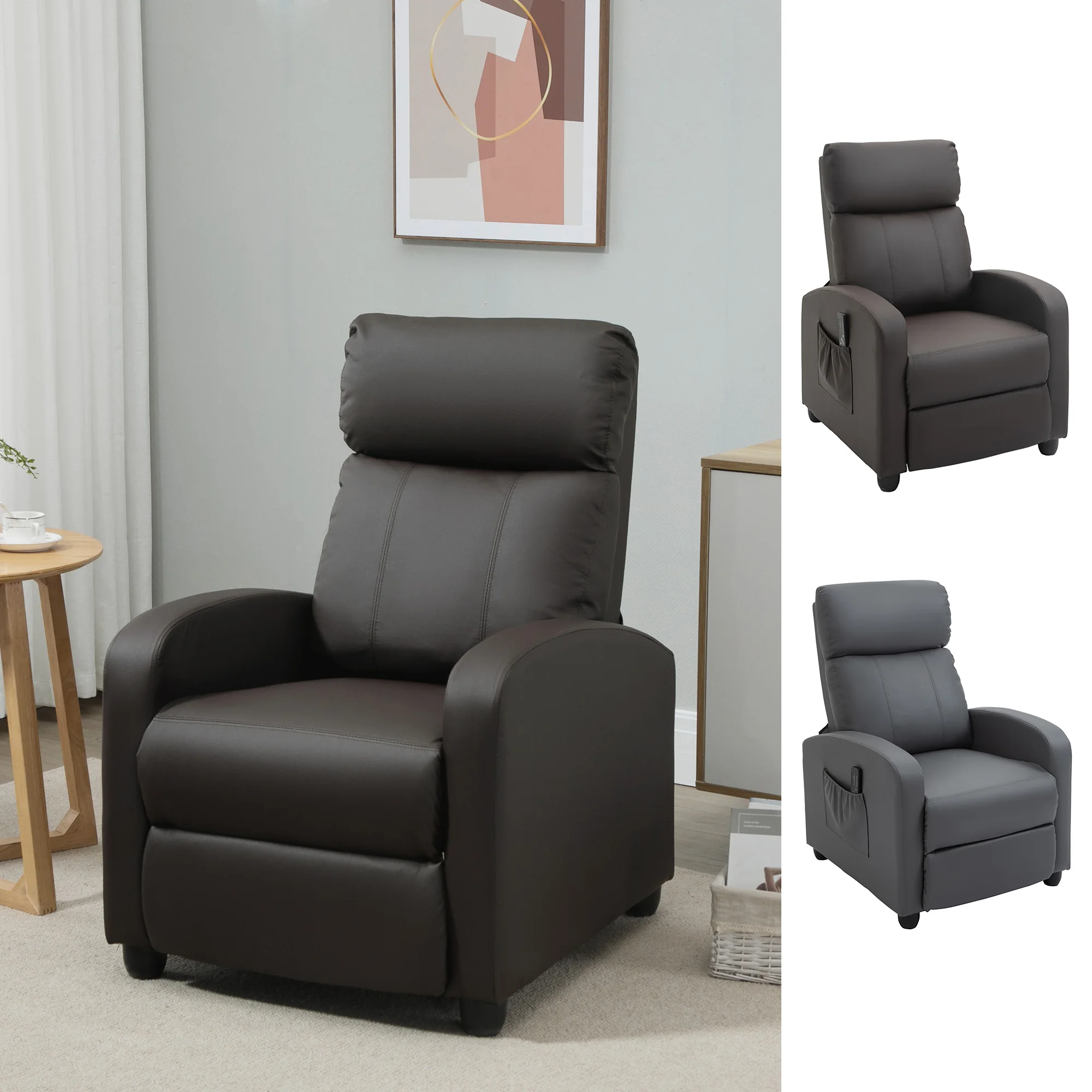 HOMCOM Sillón Masaje Reclinable con Mando a Distancia 2 Zonas 8 Programas