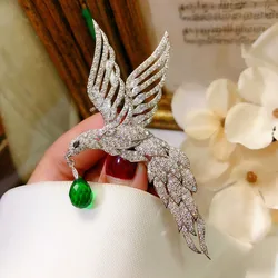 Women's Brooch Luxury Jewelry Animal Vintage Style Sweater Scarf Created Emerald Green High Quality Brooch Decorate Party Gifts