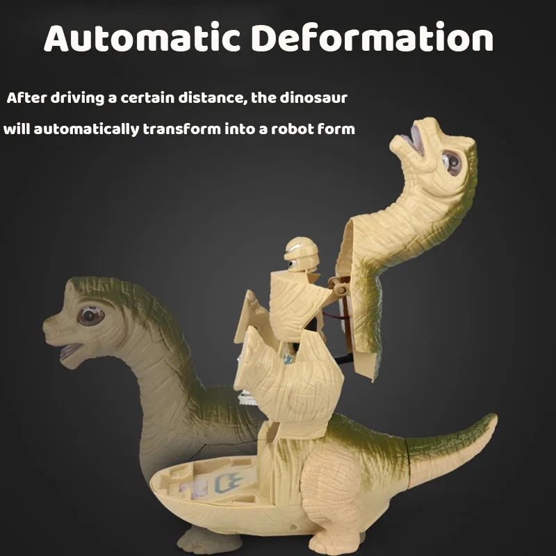 Brinquedo interativo eletrônico do robô do dinossauro deformação automática modelo animal dos desenhos animados com música luz cedo brinquedos educativos