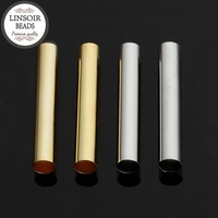 100pcs/lot Gold Rhodium Color Copper Metal Tube Beads Fit 4mm Leather Cord Necklace Copper Spacer Beads For Jewelry Making Diy