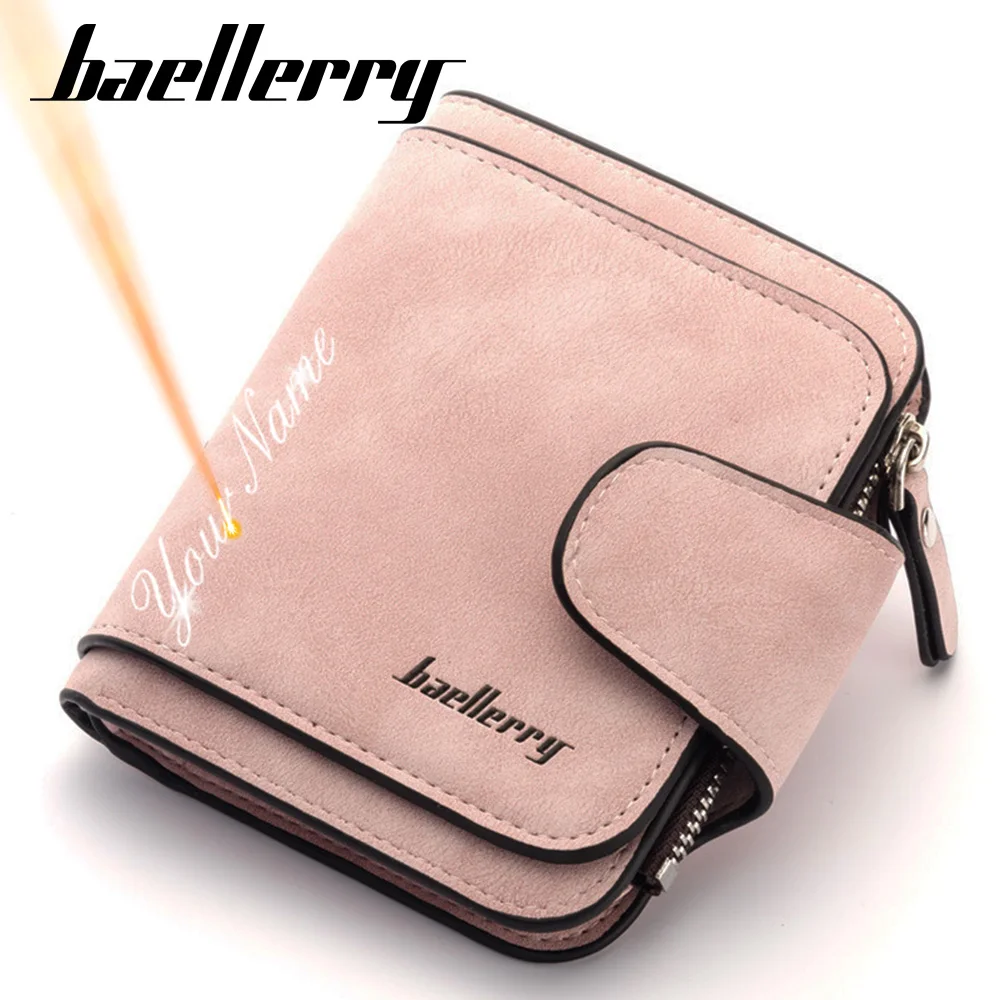 2024 New Women Wallets Free Name Engraving Small Fashion Wallets Zipper PU Leather Quality Female Purse Card Holder Wallet