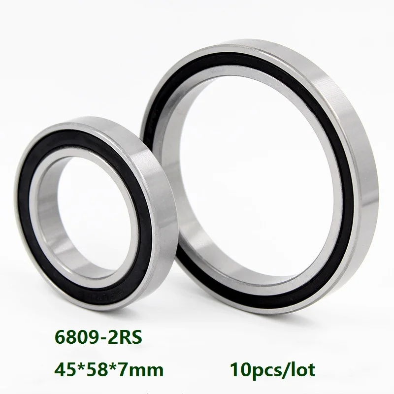 

10pcs/lot 6809-2RS 6809RS 6809 2RS High Quality Double rubber cover 45*58*7mm Thin Wall Deep Groove Ball bearing 45×58×7mm