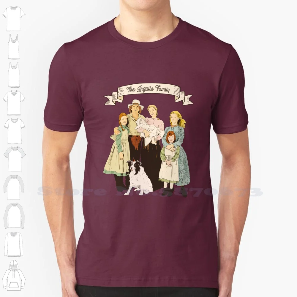 Colorful The Ingalls Family In The Little House On The Prairie 100% Cotton T-Shirt The Little House On The Prairie Field Tv