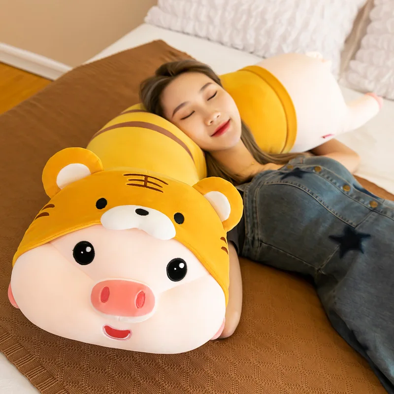 

Transformed Pig Plush Toy Long Pillow Cute Large Pig Turn to Tiger Doll Super Soft High Quality Creative Birthday Gift for Kids