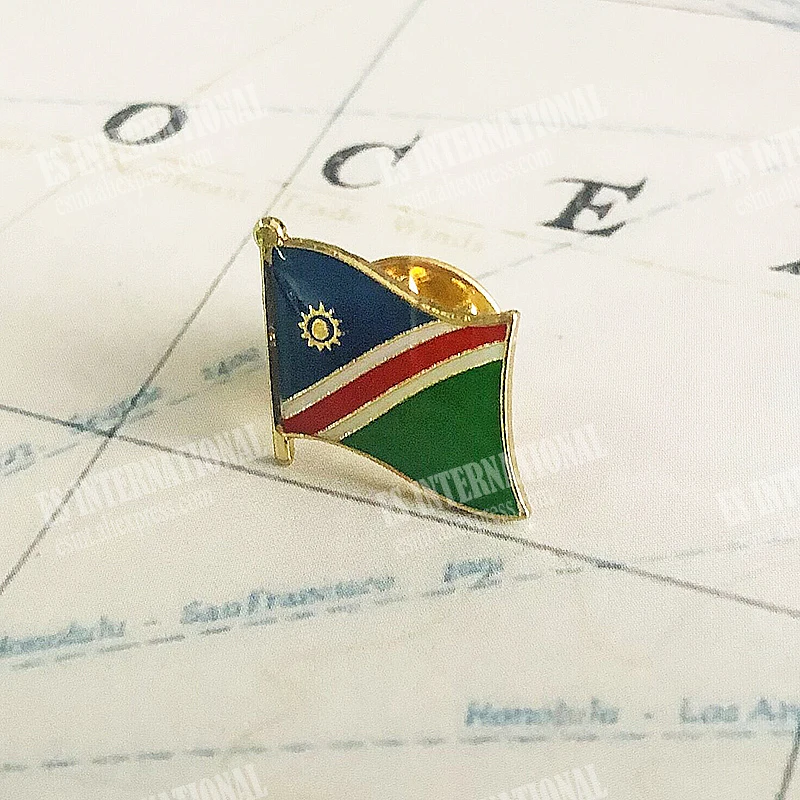 Namibia National Flag Lapel Pins Crystal Epoxy Metal Enamel Badge Paint Brooch Souvenir Suit  Personality  Commemorative Gifts