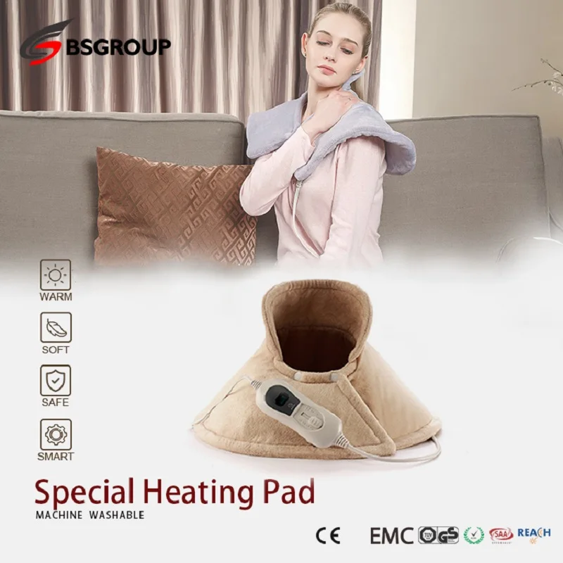 220V - 240V 100W 60*62CM Winter Electric Neck and Shoulder Warmer Wrap Heating Pad Third Gear Temperature Controller LED EU Plug