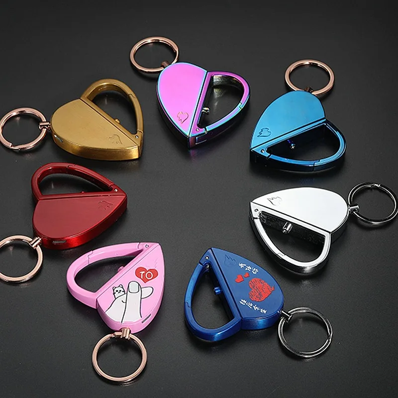 NEW Love Keychain Heating Wire  Folding USB Charging Lighter Idea Smoking Accessories for Weed Cute for Girls Gift for Girl