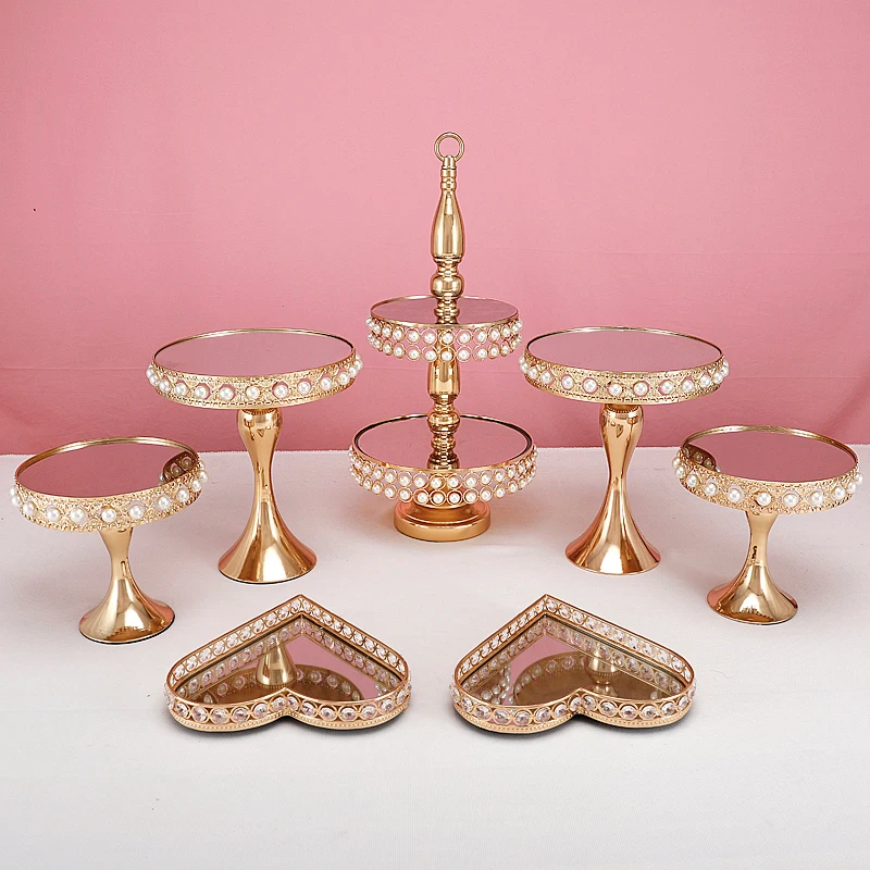 4 -13pcs  Gold peral  cake stand sets cupcake sweet table candy bar table decorating with peral ray