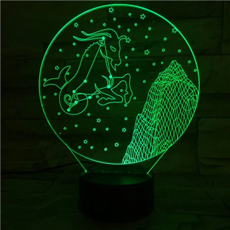 Lampada da tavolo a led a luce notturna 3D con zodiaco materornus per la decorazione della camera da letto per bambini accento illuminazione per interni puntelli decorazioni per la casa luce