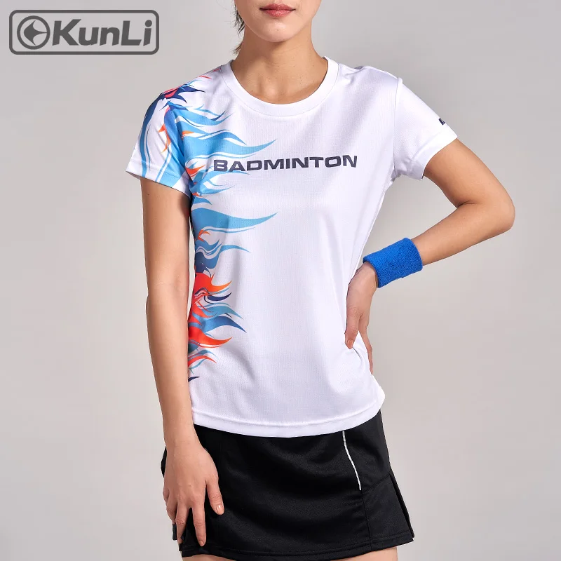 

Kunli short sleeved tennis shirt women outdoor sports badminton clothing running clothing T-shirt basketball Volleyball shirt
