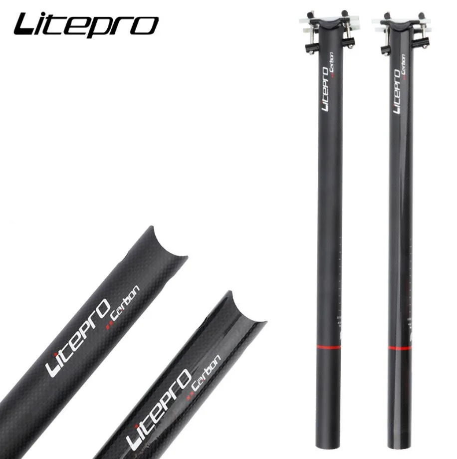 LITEPRO Seatpost fit for Brompton  Bike Carbon Fiber 31.8mm * 580mm Bicycle Seat Post Folding Bike Seat Tube