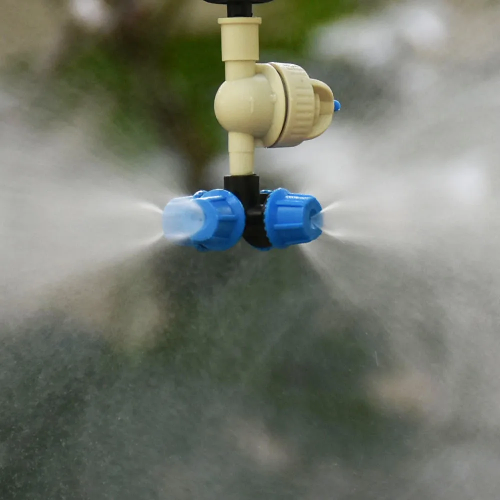 Garden sprinklers Hanging anti drip misting nozzle 4-way cross water mist sprinkler with 1/4