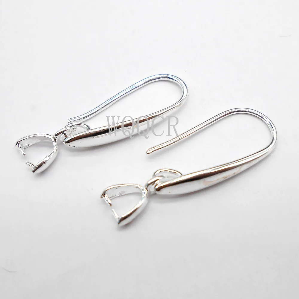 100PCS 925 Silver Smooth Irregular Circle Surface Women's Matte Ear Hook Earrings Blank Base DIY Jewelry Making Result Accessory