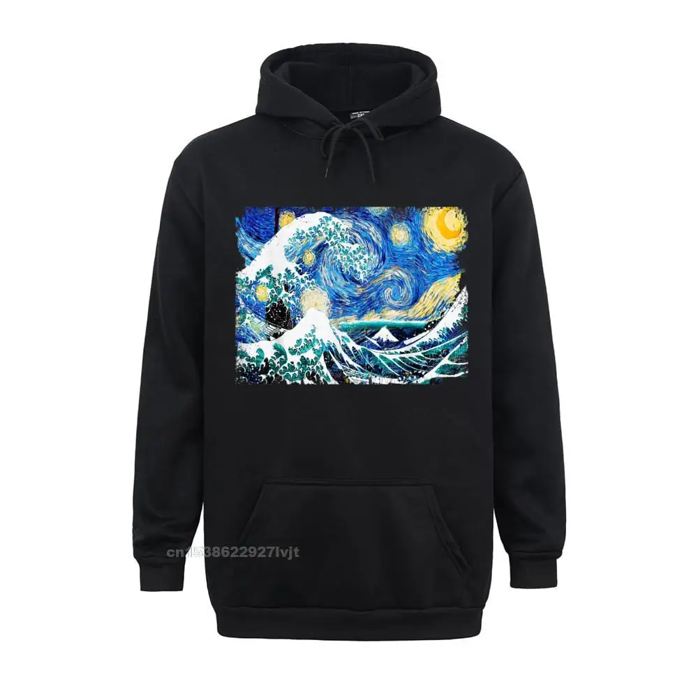 Starry Night And Great Wave Van Gogh Art Painting Hoodie Hoodie Comfortable Cotton Men Tops Tees Printed On Brand New Tshirts