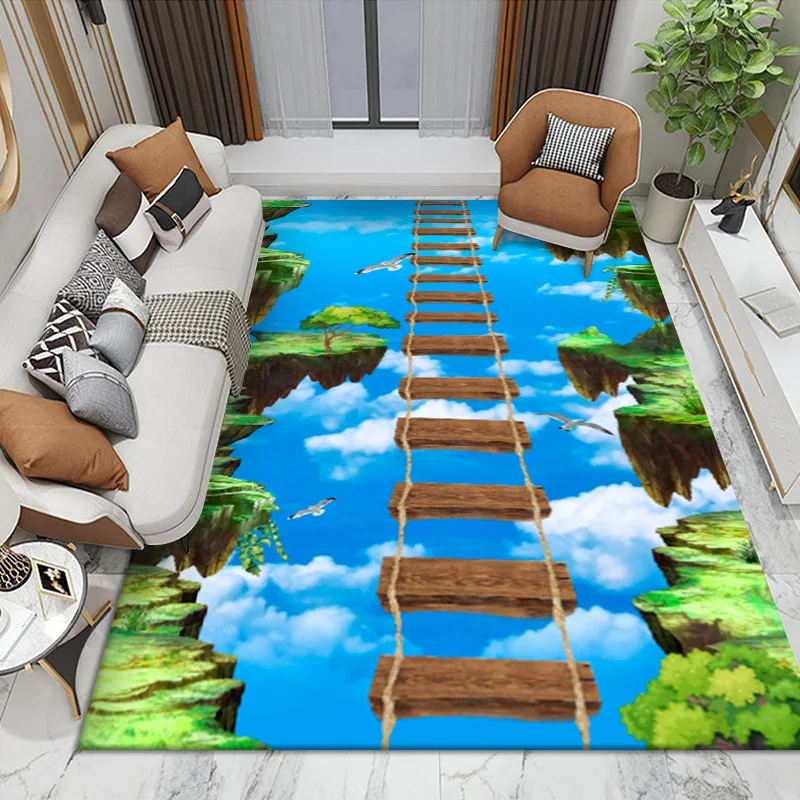 

3D Fun Illusion Adventure Corridor Carpet Kids Room Decorative Area Rugs Child Play Mat Pastoral Bedroom Carpets for Living Room