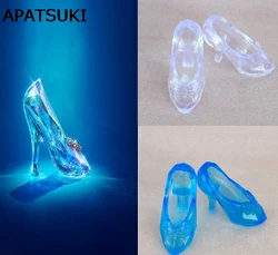 10Pairs/lot Imitation Fairy Tale Crystal Shoes For Barbie Doll Accessories CINDERELLA Fashion Doll Shoes High Heels Sandals Toy