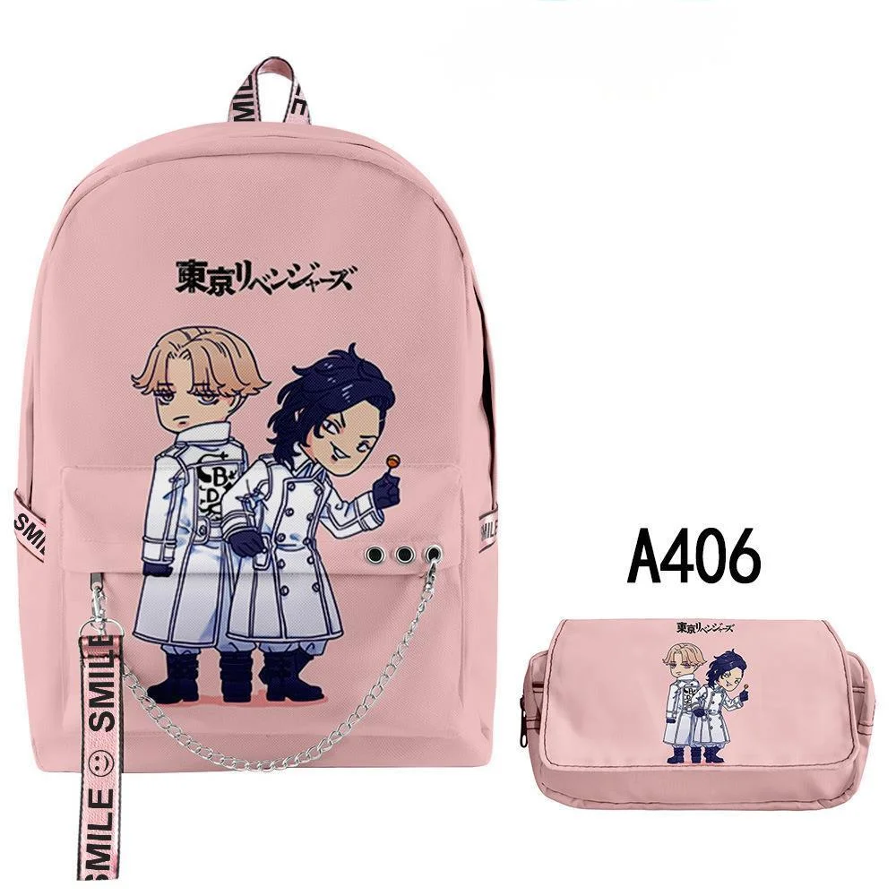 Tokyo Revengers Backpack Two Piece Mikey Anime Cosplay 3D Print Shoulderbag Penbag Cute Cartoon Boy Girls Schoolbag 2021 New