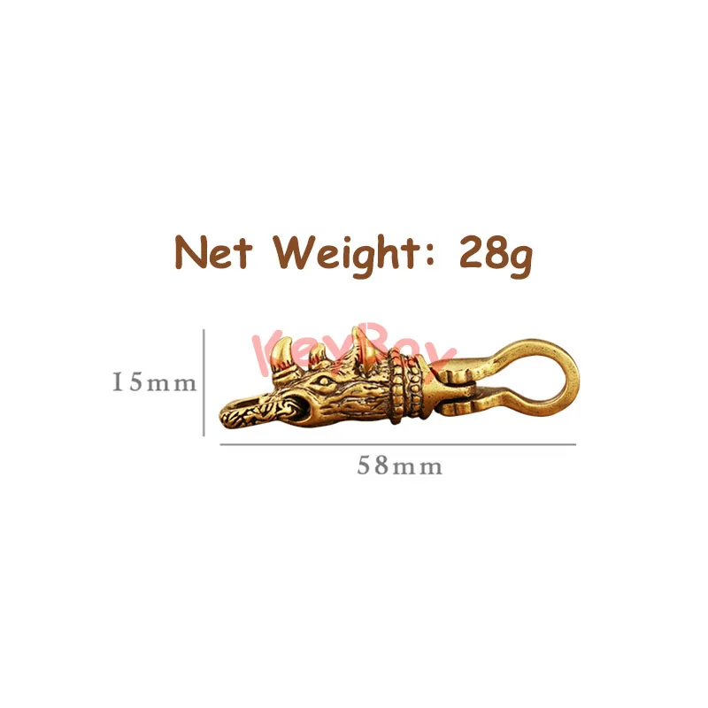 Copper Rhinoceros Head Car Keychain Pendant Waist Buckle Hanging Jewelry Brass Rhino Key Chain Ring DIY Keyring Accessories Gift