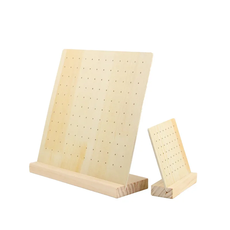 Estante de exhibición para pendientes, soporte rectangular de madera con forma de L, con 28/66 agujeros, para exhibición de joyería profesional