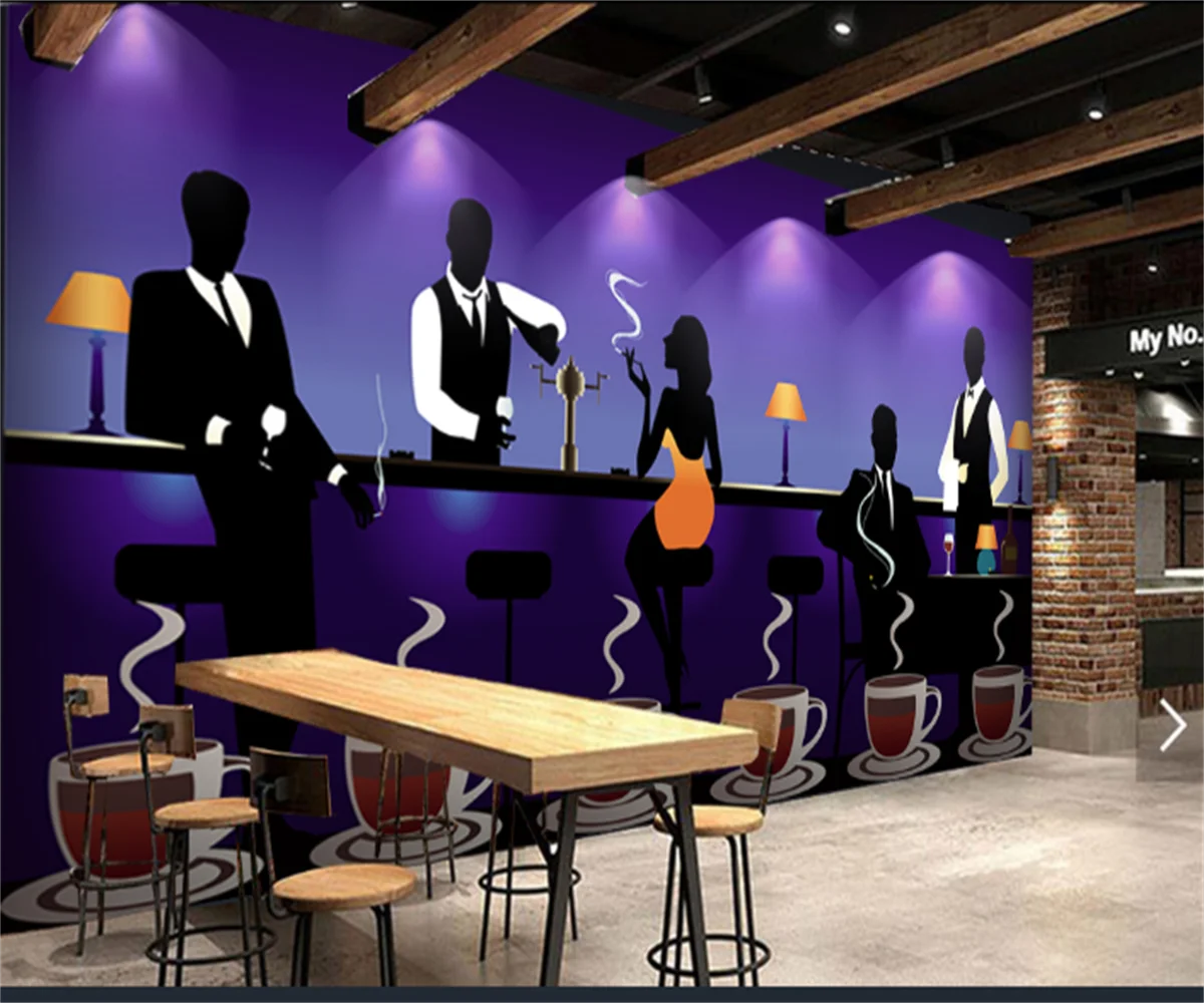 

Any size professional customization European and American bar cafe milk tea shop western restaurant tooling background wallpaper