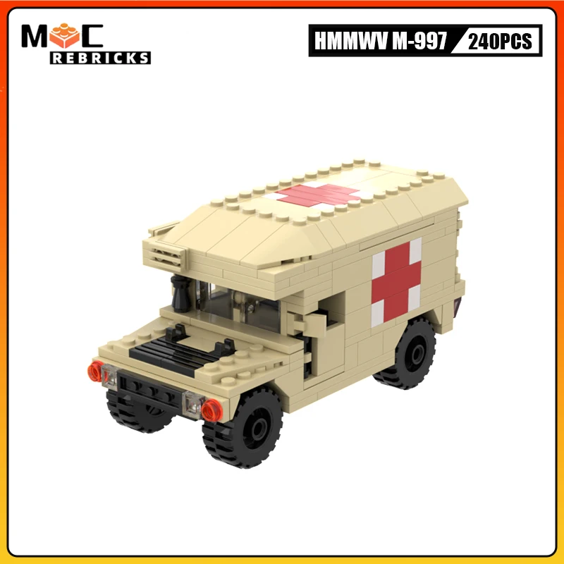 

WW2 Blocks Military Hummer M997 Ambulance Tan MOC Building Block SWAT Cars Army Vehicle Model Bricks Toys for Children