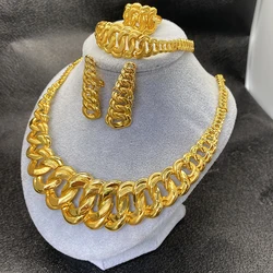 24K gold color jewelry sets for women bridal Indian African wedding ornament gifts luxury necklace earrings bracelet ring set