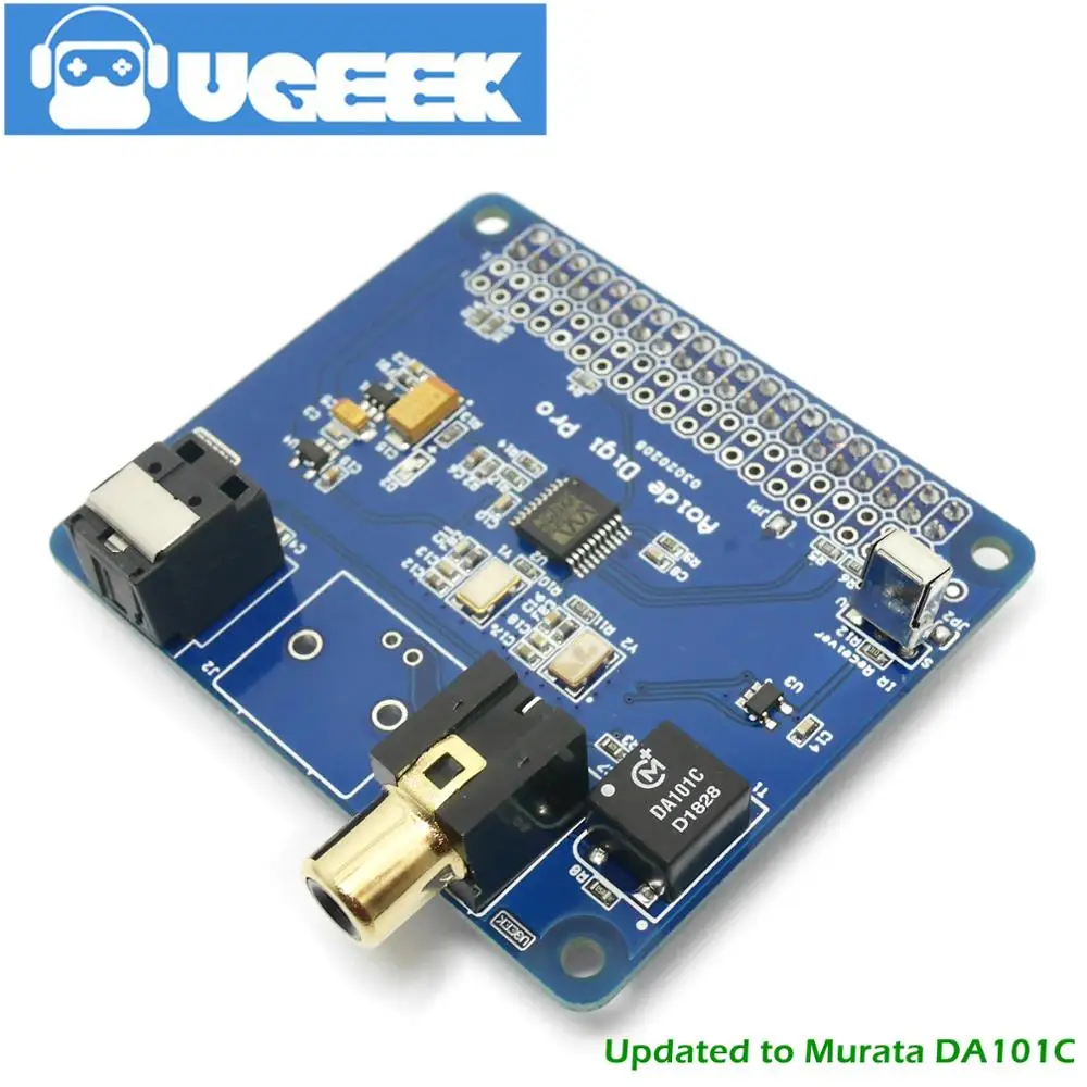 UGEEK AOIDE HIFI Digi Pro Digital Sound Card for Raspberry Pi 4B/3B+/3B/2B|Two Oscillators|I2S SPDIF Optical Fiber|44.1&48kHz|