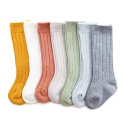 0 to 5 Years Autumn Winter Warm Kids Toddler Infant Baby Girls Boys Solid Knitted Long Socks Cotton Knee High Socks Newborn Baby