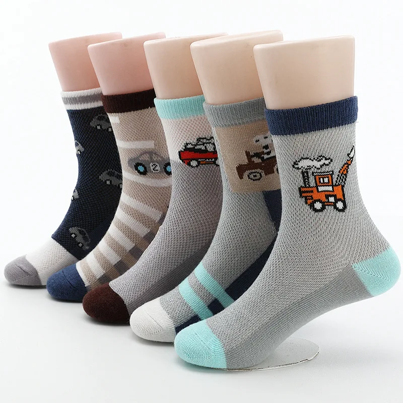 2020 New Spring Summer Children Socks Mesh breathable Car Style Cotton Boys Socks Kids Socks 5 pairs/lot 3 -15 Years