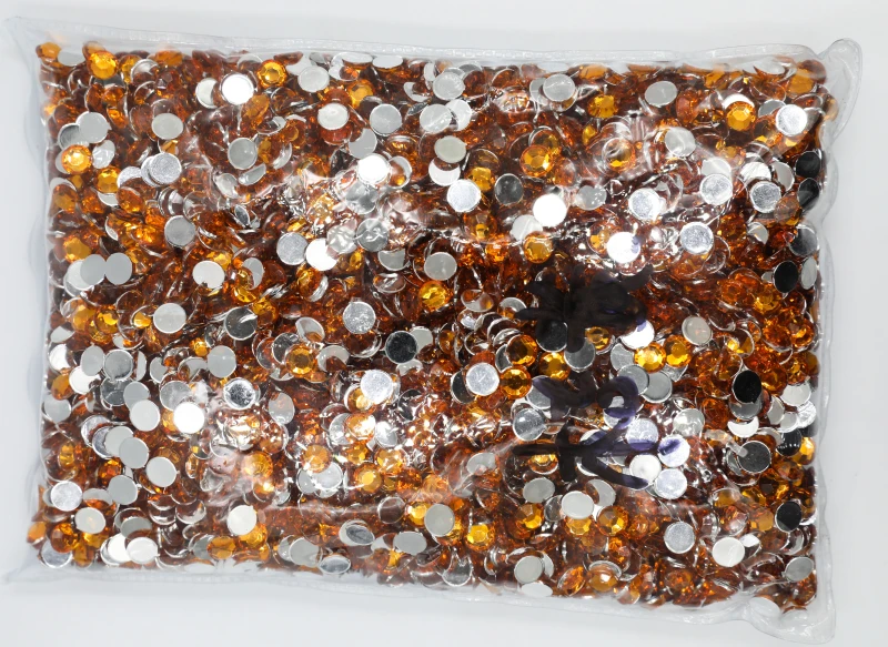 

Orange Color 1.5~12mm Flat Back Round Acrylic Rhinestones Beads,3D Acrylic Resin Nail Art / Garment Decoration