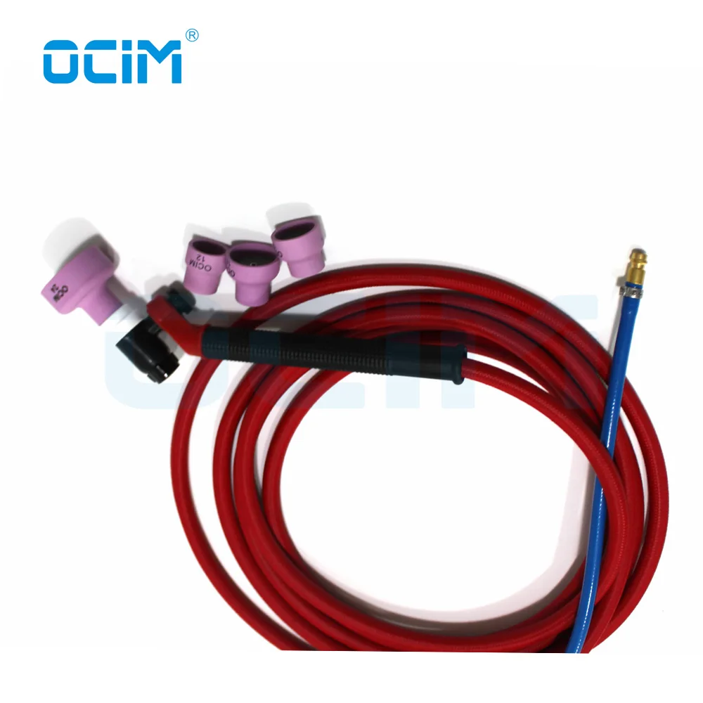 NR17 4M Red Super Soft Hose Braided Air-Cooled Complete TIG Welding Torch 35-70 Connector