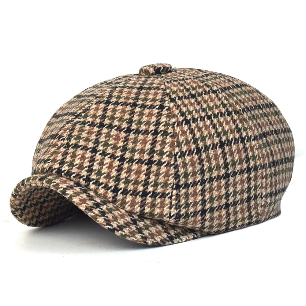 Autumn Winter Plaid Newsboy Ivy Caps Casual Beret Hats England Gatsby Retro Hat Driver Flat Cap